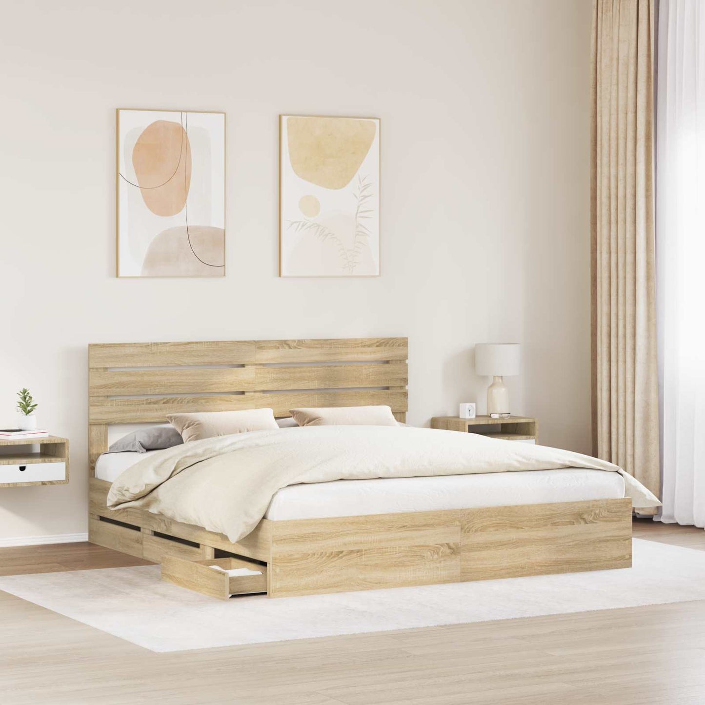 Struttura del letto con cassetto Rovere Sonoma 200 x 200 cm
