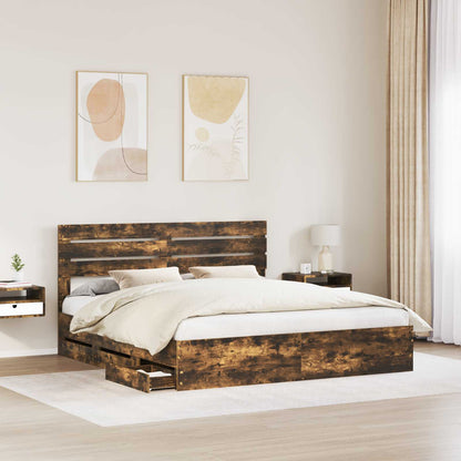Struttura del letto con cassetto Rovere fumÃ© 200 x 200 cm