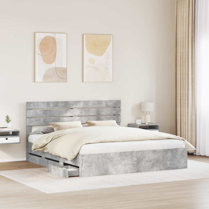 Struttura del letto con cassetto Grigio cemento 180 x 200 cm