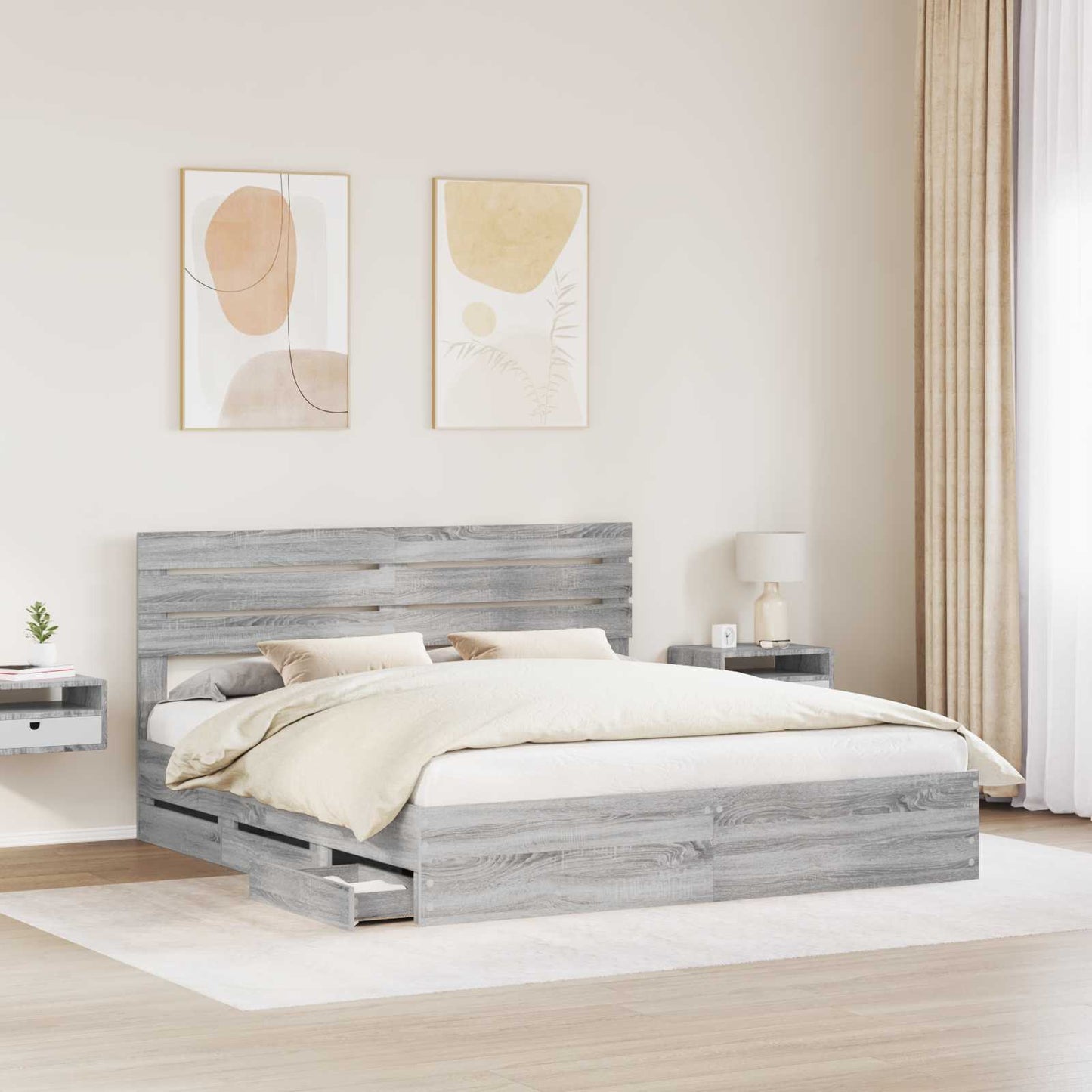 Struttura del letto con cassetto Grigio Sonoma 180 x 200 cm