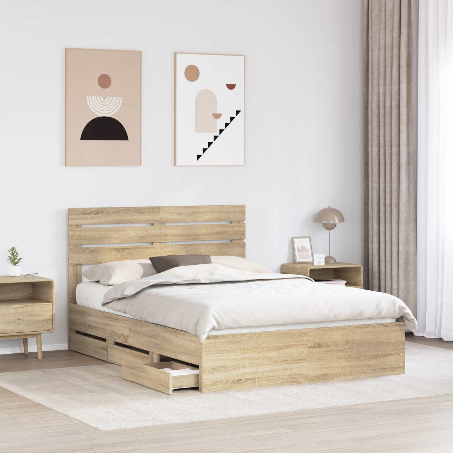 Struttura del letto con cassetto Rovere Sonoma 150 x 200 cm