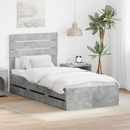 Struttura del letto con cassetto Grigio cemento 100 x 200 cm