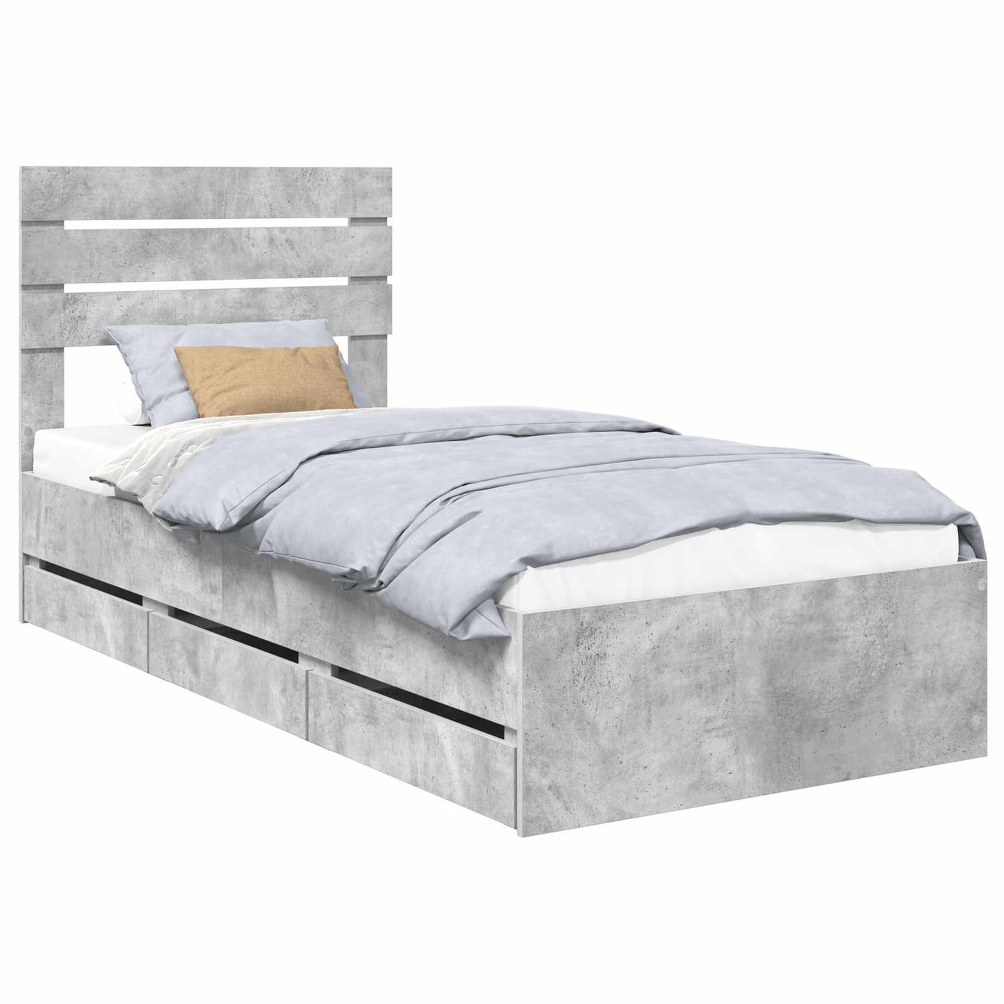 Struttura del letto con cassetto Grigio cemento 100 x 200 cm