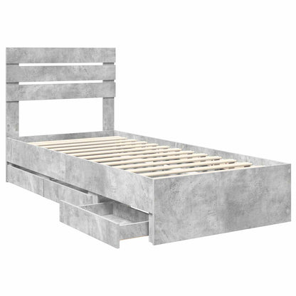 Struttura del letto con cassetto Grigio cemento 100 x 200 cm