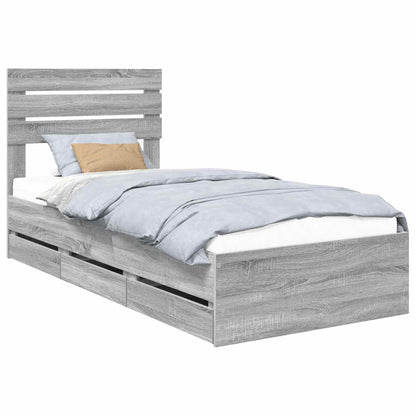 Struttura del letto con cassetto Grigio Sonoma 100 x 200 cm