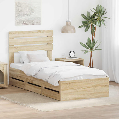 Struttura del letto con cassetto Rovere Sonoma 90 x 190 cm