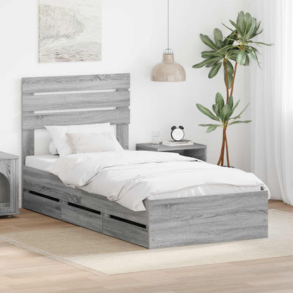 Struttura del letto con cassetto Grigio Sonoma 90 x 200 cm