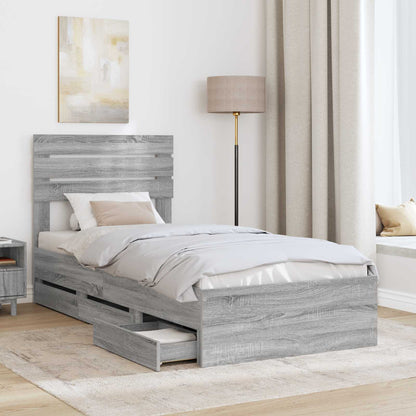 Struttura del letto con cassetto Grigio Sonoma 90 x 200 cm