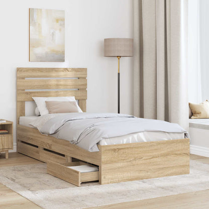 Struttura del letto con cassetto Rovere Sonoma 75 x 190 cm