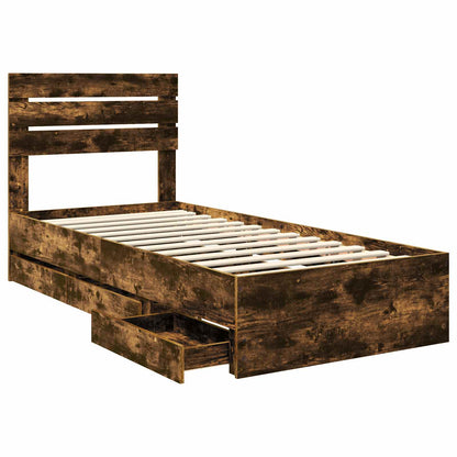 Struttura del letto con cassetto Rovere fumÃ© 75 x 190 cm