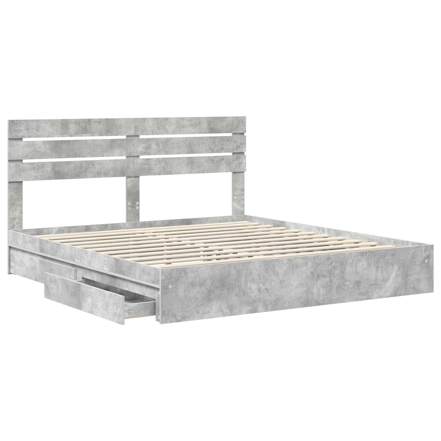 Letto con Contenitore con testiera Grigio cemento 200 x 200 cm