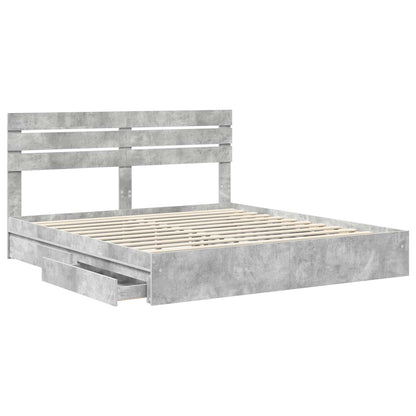 Letto con Contenitore con testiera Grigio cemento 200 x 200 cm