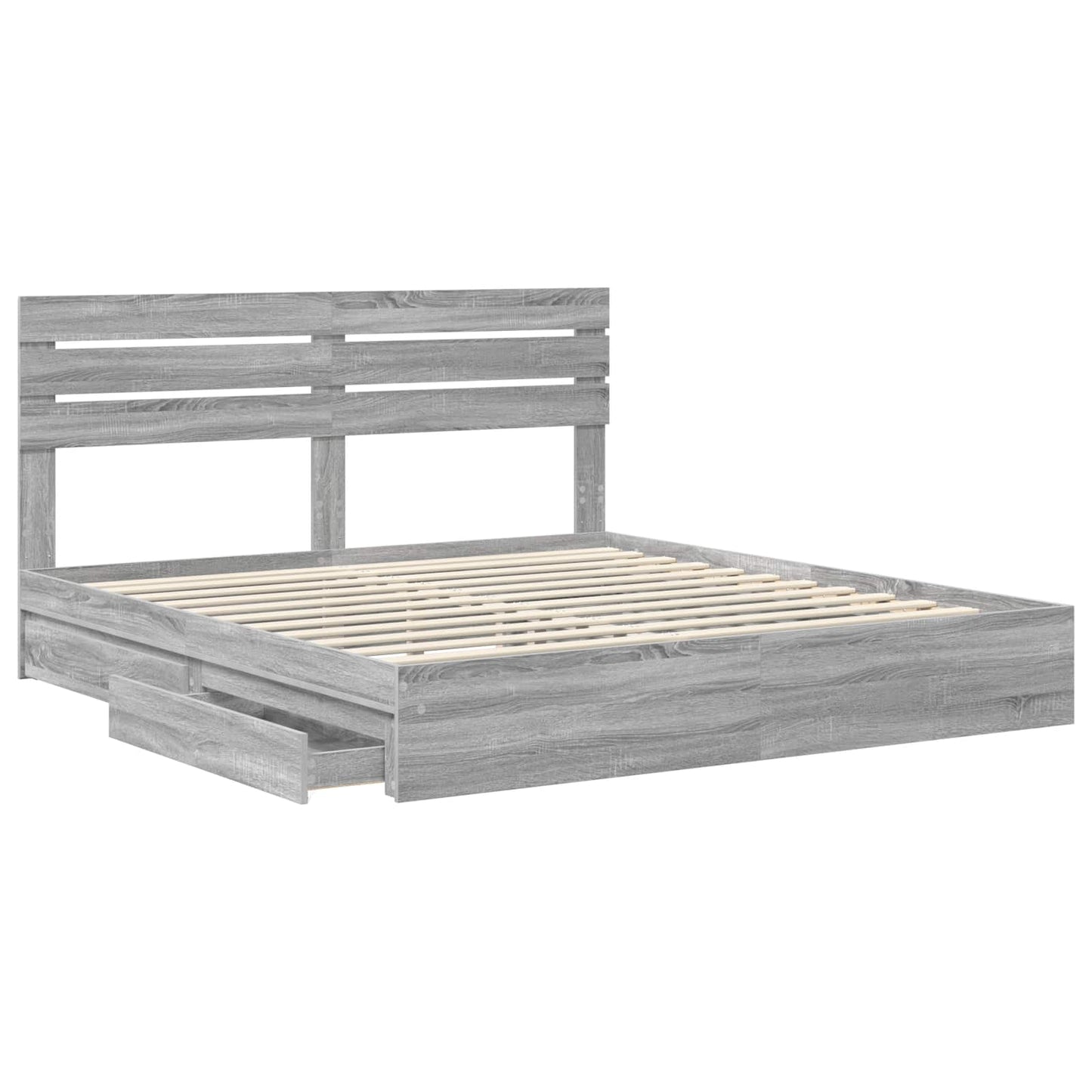 Letto con Contenitore con testiera Grigio Sonoma 200 x 200 cm