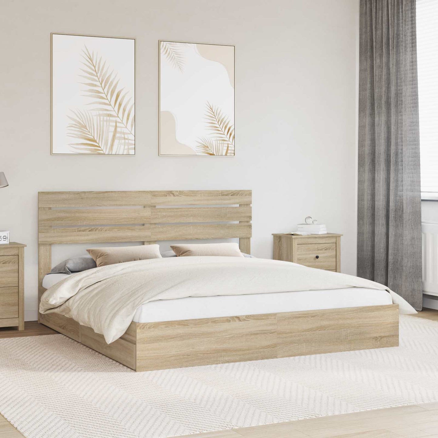 Letto con Contenitore con testiera Rovere Sonoma 180 x 200 cm