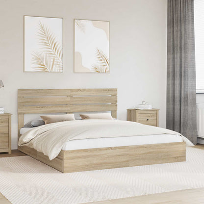 Letto con Contenitore con testiera Rovere Sonoma 180 x 200 cm