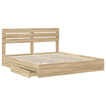 Letto con Contenitore con testiera Rovere Sonoma 180 x 200 cm