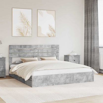 Letto con Contenitore con testiera Grigio cemento 180 x 200 cm
