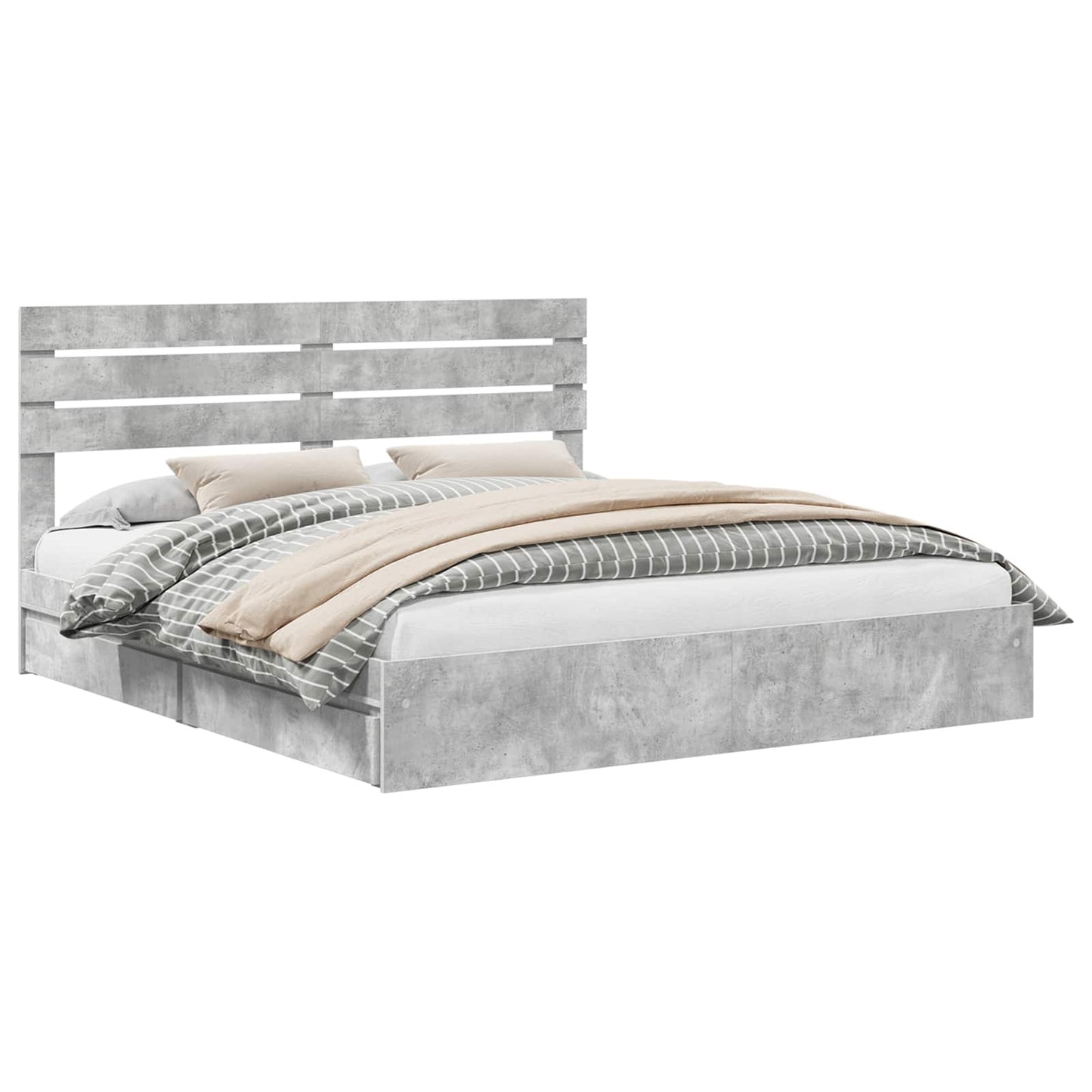 Letto con Contenitore con testiera Grigio cemento 180 x 200 cm