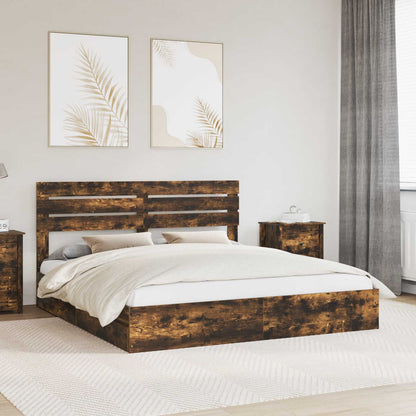 Letto con Contenitore con testiera Rovere fumÃ© 180 x 200 cm