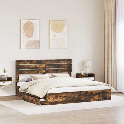 Letto con Contenitore con testiera Rovere fumÃ© 180 x 200 cm