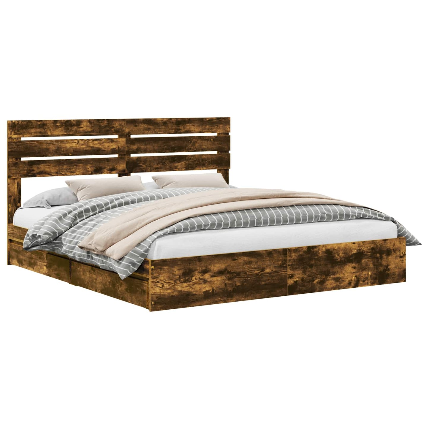Letto con Contenitore con testiera Rovere fumÃ© 180 x 200 cm