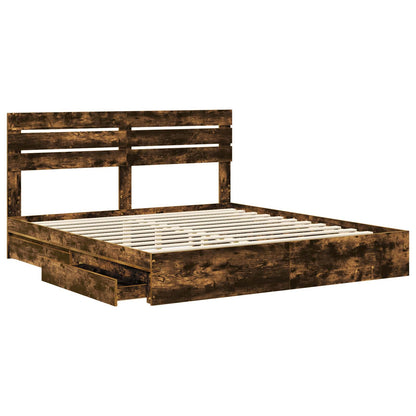 Letto con Contenitore con testiera Rovere fumÃ© 180 x 200 cm