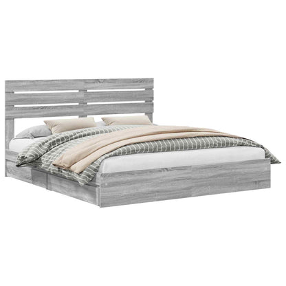 Letto con Contenitore con testiera Grigio Sonoma 180 x 200 cm