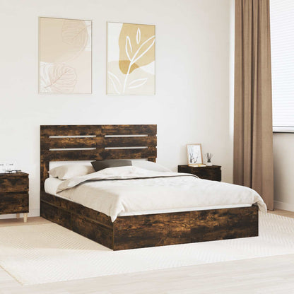Letto con Contenitore con testiera Rovere fumÃ© 160 x 200 cm