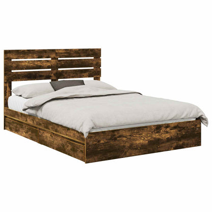 Letto con Contenitore con testiera Rovere fumÃ© 160 x 200 cm