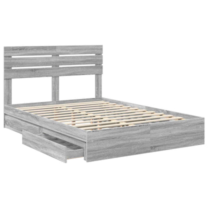 Letto con Contenitore con testiera Grigio Sonoma 160 x 200 cm