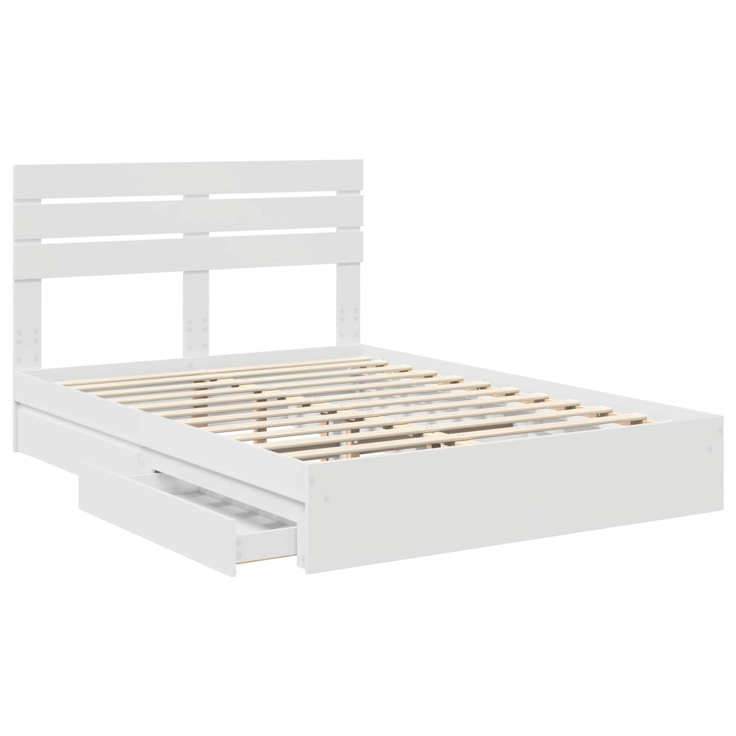 Letto con Contenitore Bianco 150 x 200 cm Legno multistrato