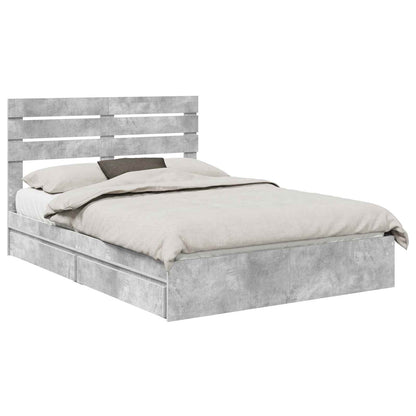 Letto con Contenitore con testiera Grigio cemento 150 x 200 cm