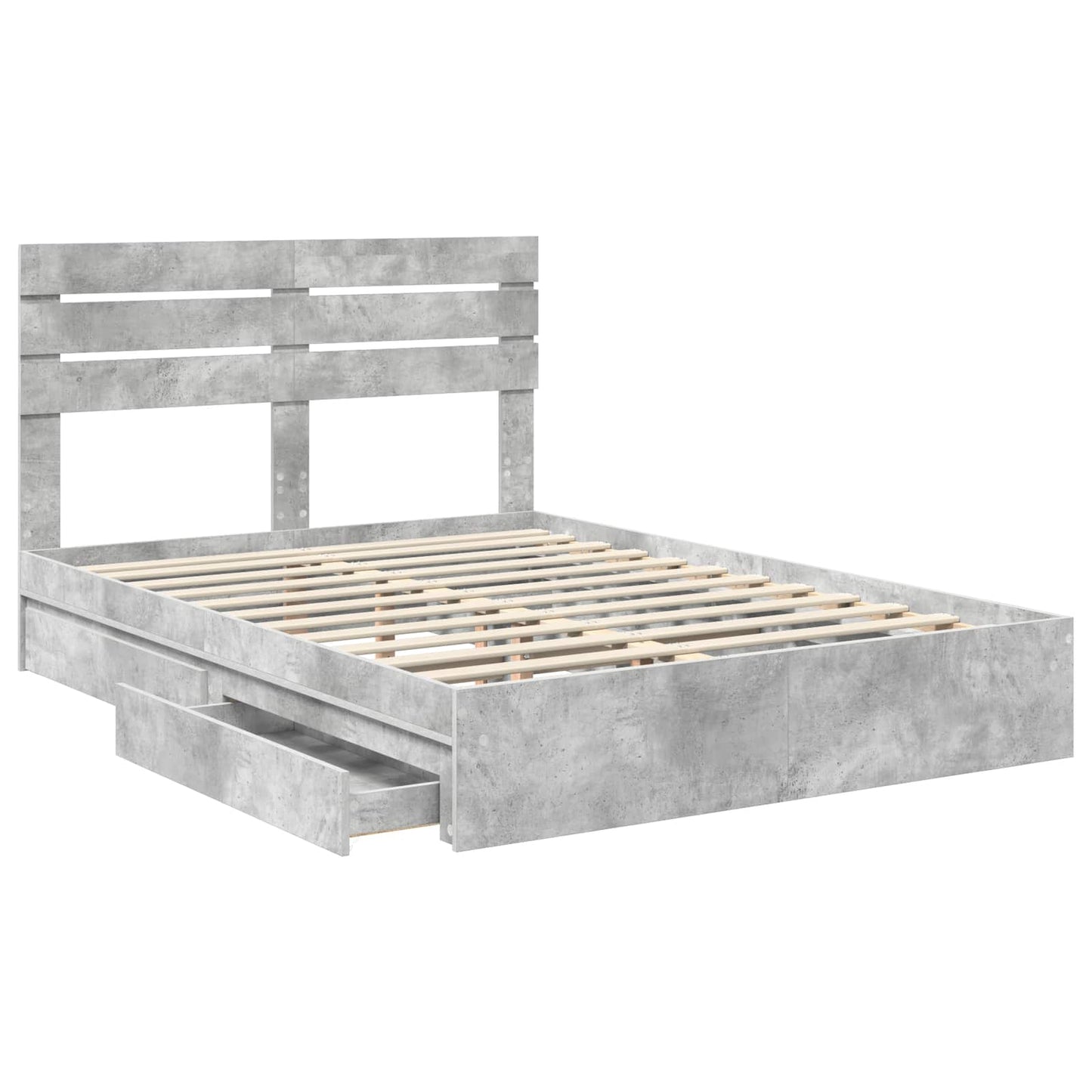 Letto con Contenitore con testiera Grigio cemento 150 x 200 cm