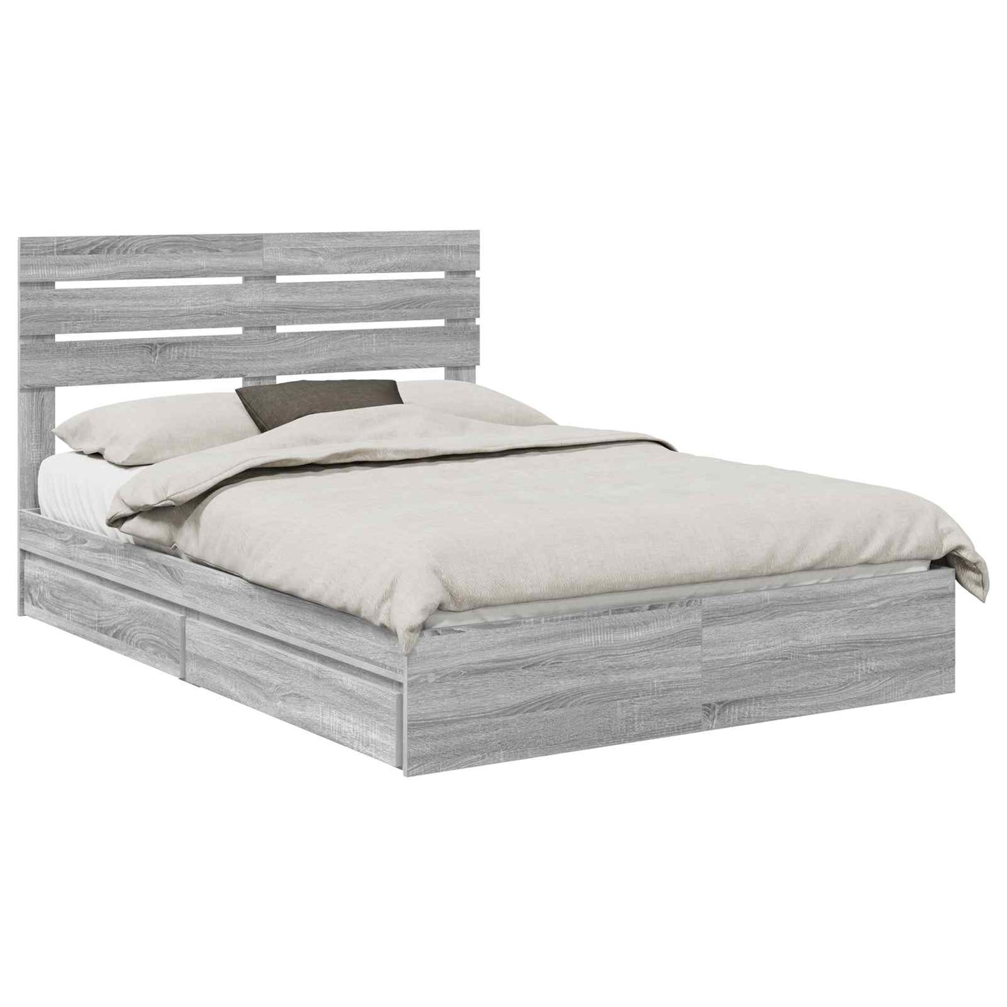 Letto con Contenitore con testiera Grigio Sonoma 140 x 200 cm