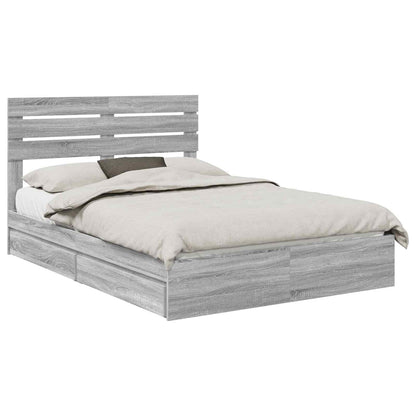 Letto con Contenitore con testiera Grigio Sonoma 140 x 200 cm