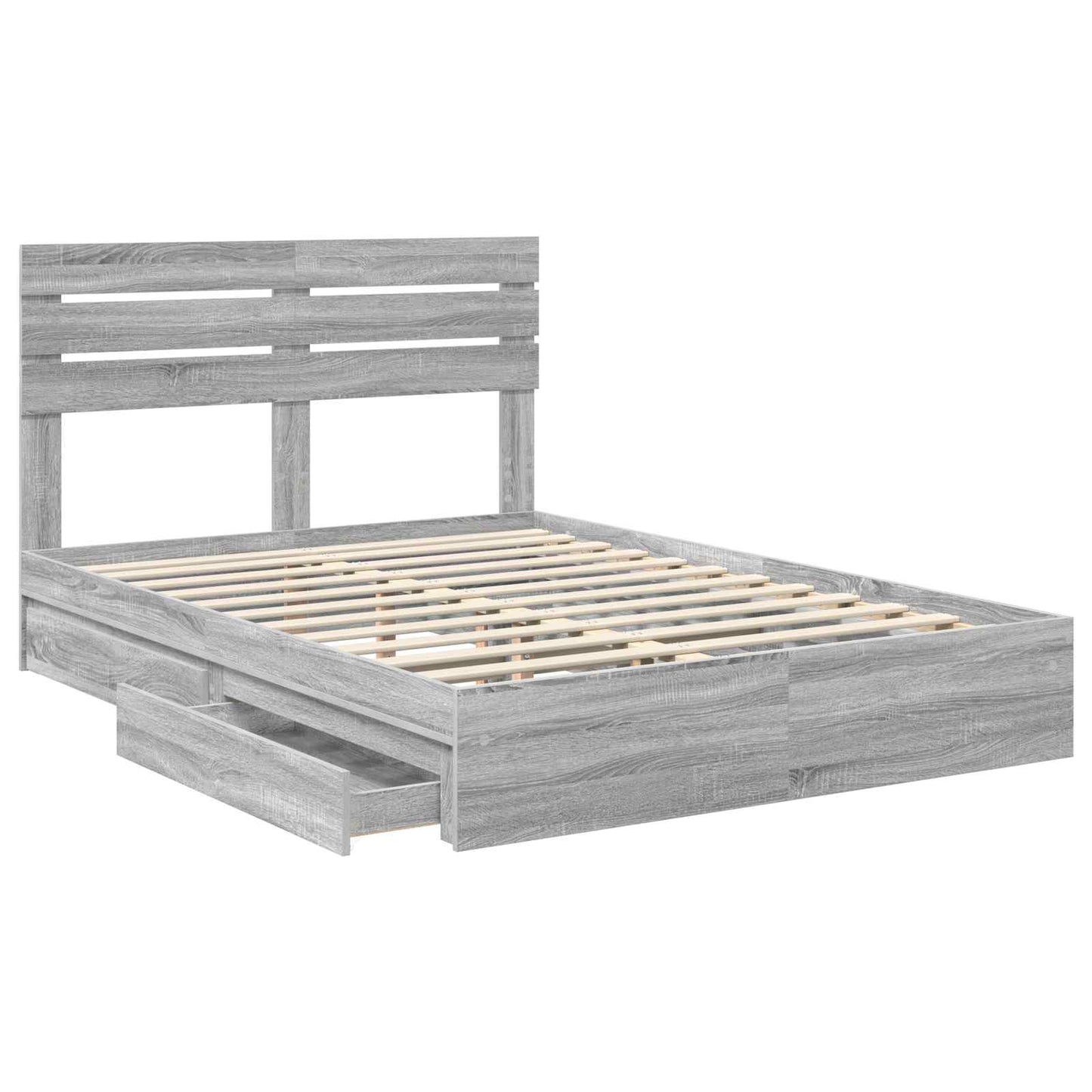 Letto con Contenitore con testiera Grigio Sonoma 140 x 200 cm