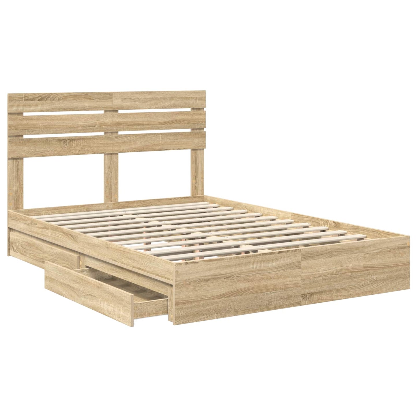 Letto con Contenitore con testiera Rovere Sonoma 140 x 190 cm