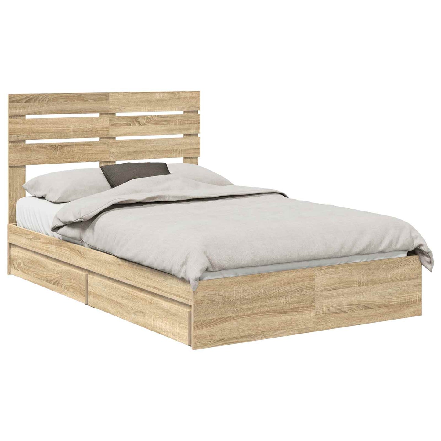 Letto con Contenitore con testiera Rovere Sonoma 135 x 190 cm