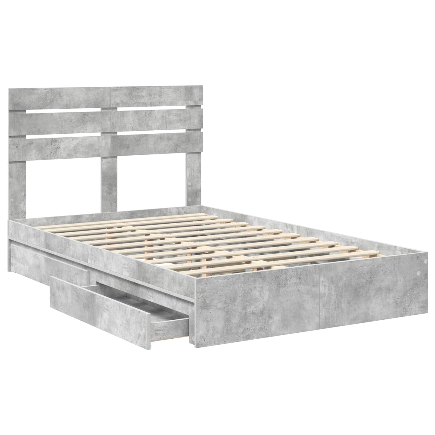 Letto con Contenitore con testiera Grigio cemento 135 x 190 cm