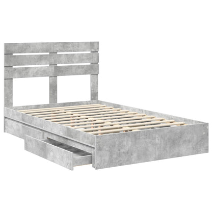 Letto con Contenitore con testiera Grigio cemento 135 x 190 cm