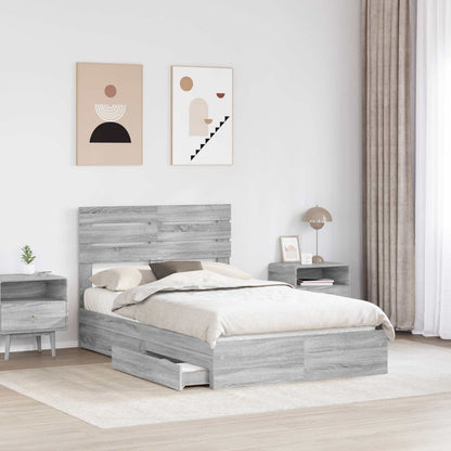 Letto con Contenitore con testiera Grigio Sonoma 135 x 190 cm