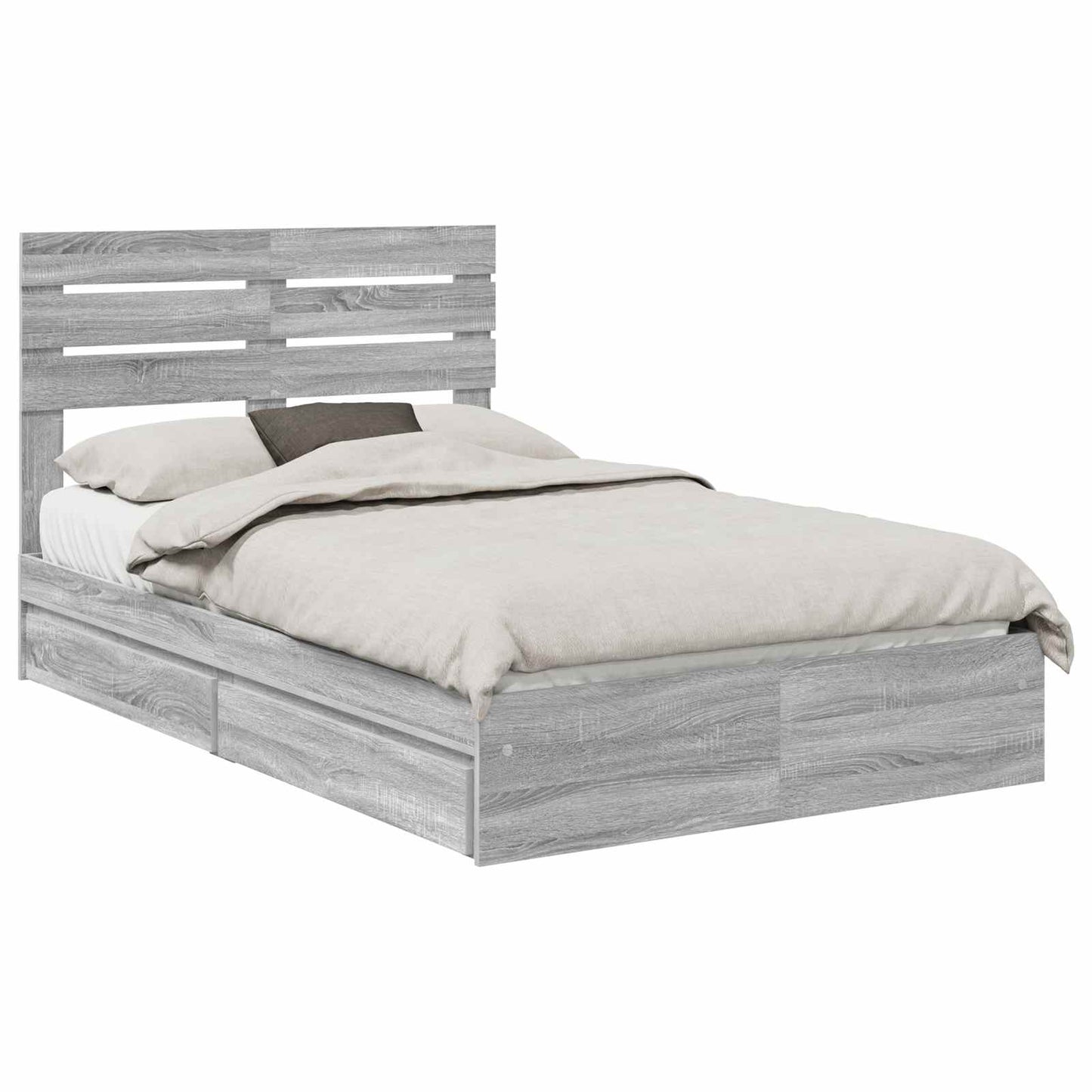 Letto con Contenitore con testiera Grigio Sonoma 135 x 190 cm