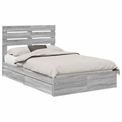 Letto con Contenitore con testiera Grigio Sonoma 135 x 190 cm