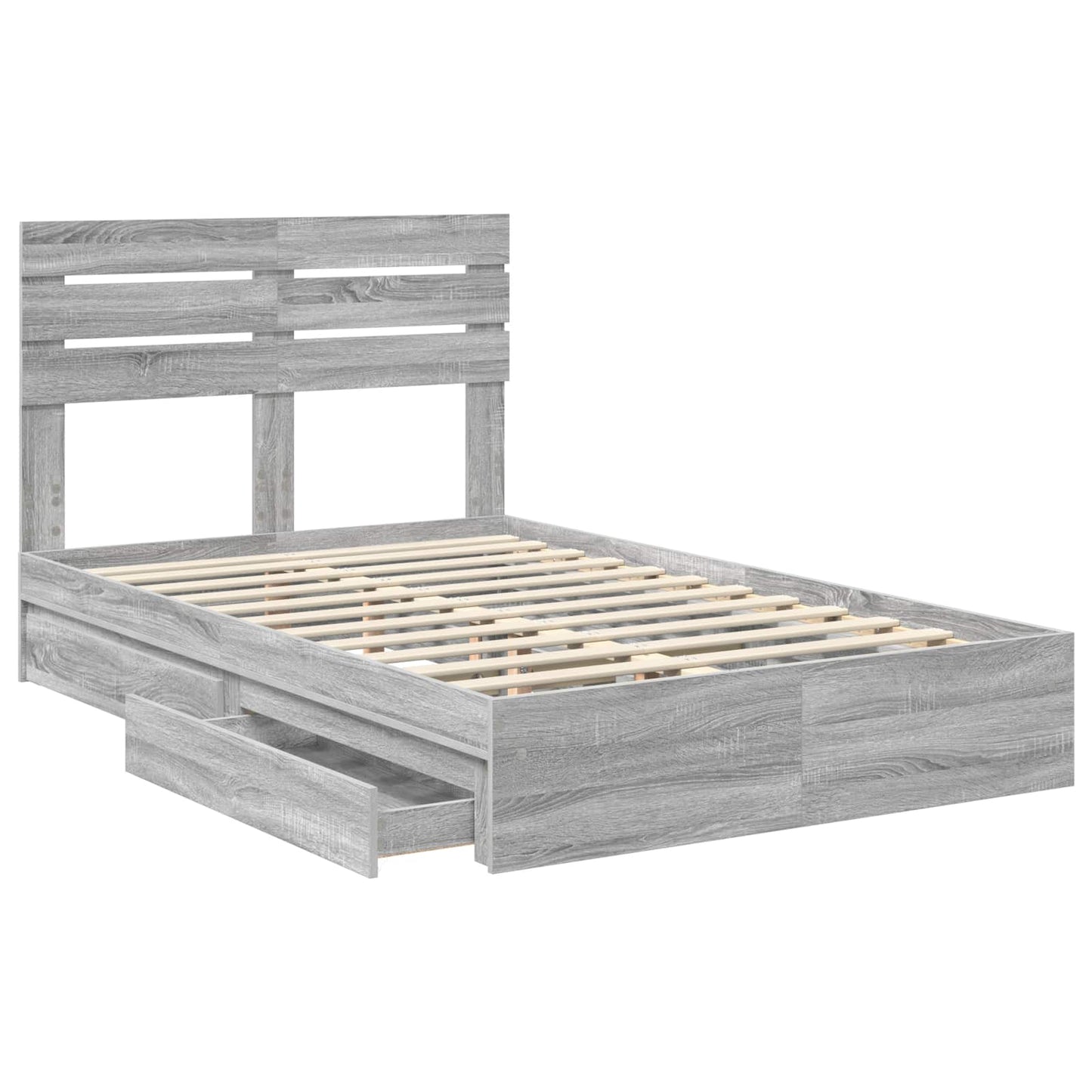 Letto con Contenitore con testiera Grigio Sonoma 135 x 190 cm
