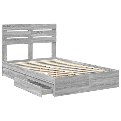 Letto con Contenitore con testiera Grigio Sonoma 135 x 190 cm