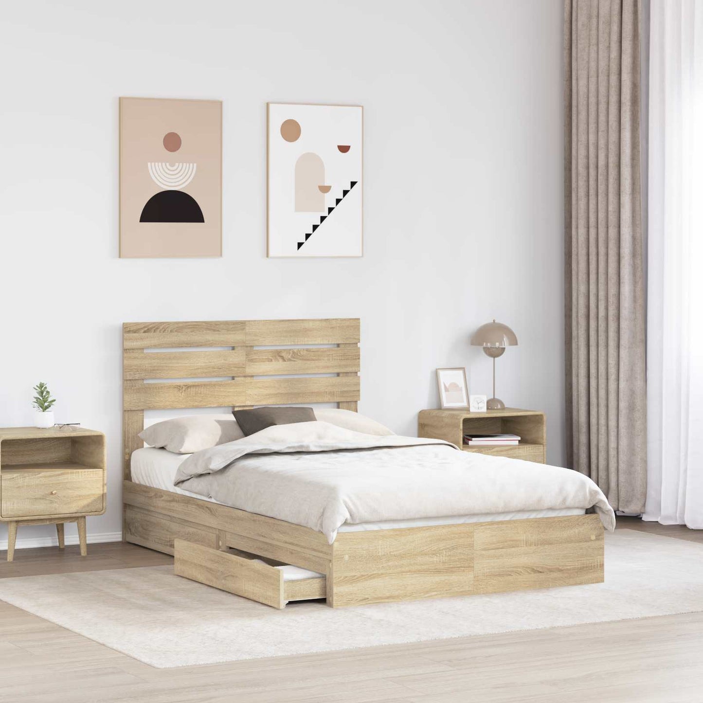 Letto con Contenitore con testiera Rovere Sonoma 120 x 200 cm