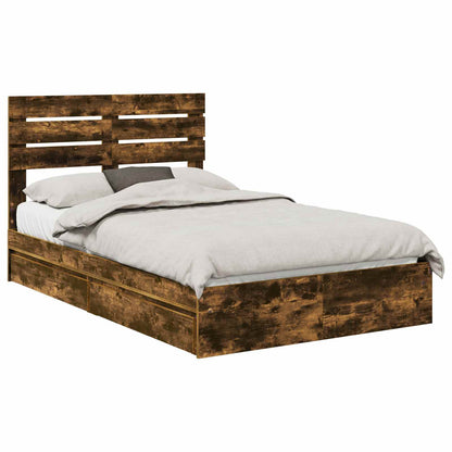 Letto con Contenitore con testiera Rovere fumé 120 x 200 cm