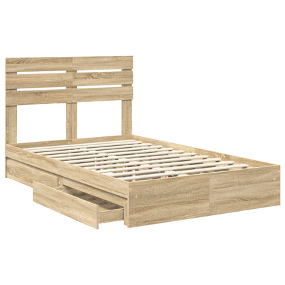 Letto con Contenitore con testiera Rovere Sonoma 120 x 190 cm