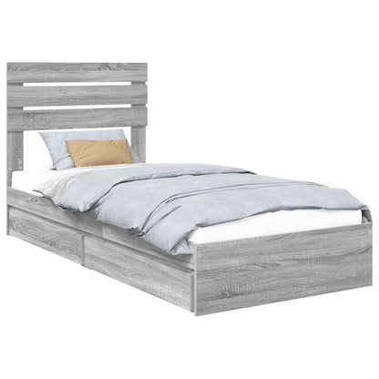 Letto con Contenitore con testiera Grigio Sonoma 100 x 200 cm