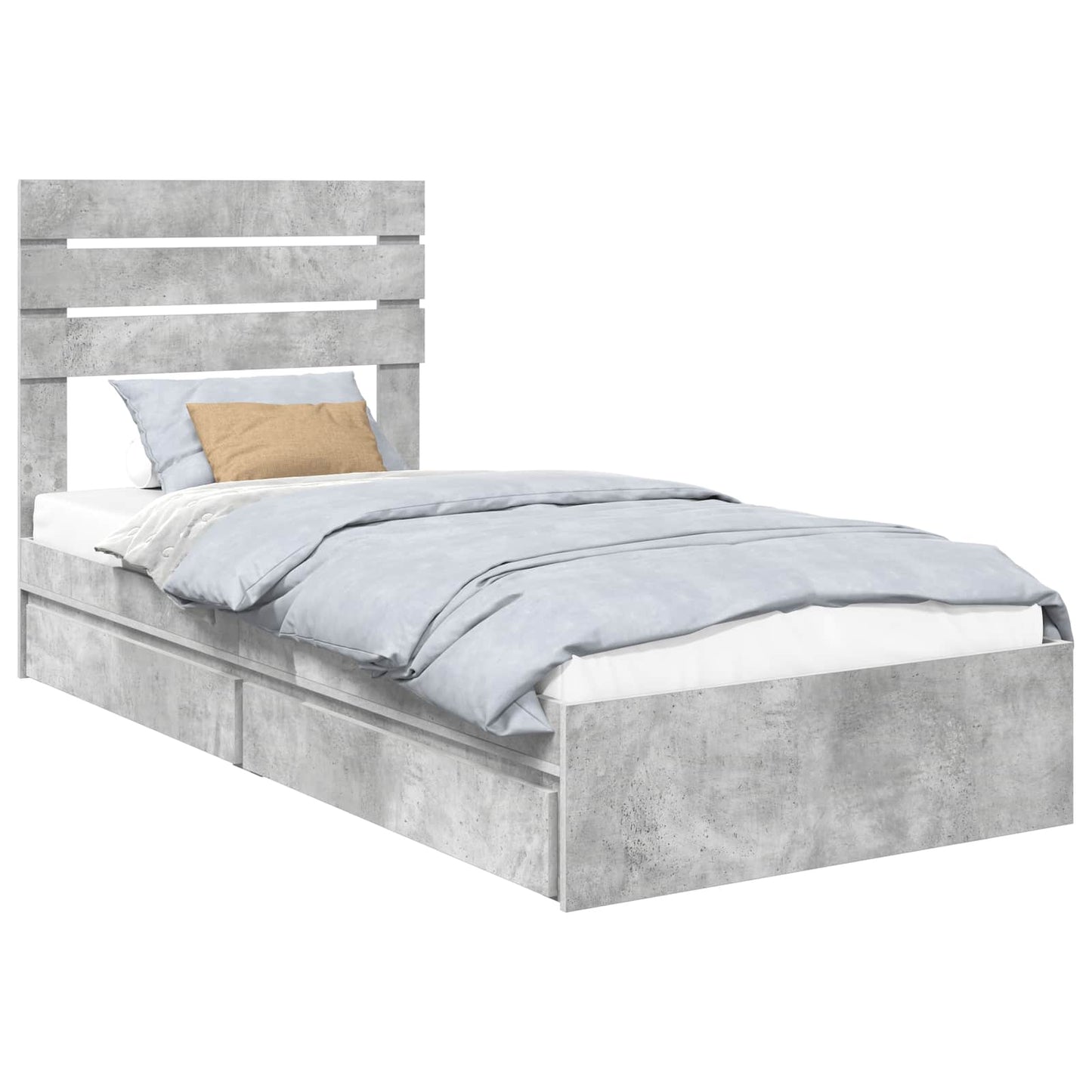 Letto con Contenitore con testiera Grigio cemento 90 x 200 cm